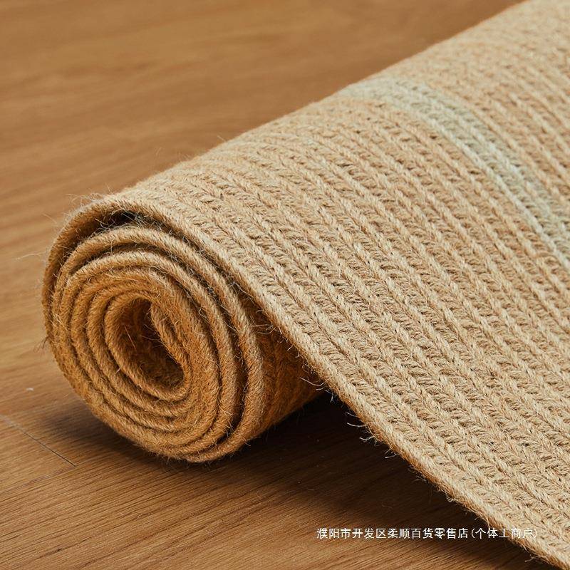 可锭制天然剑麻黄ltao7304麻地毯客编厅卧室茶几麻垫草编亚茶织室