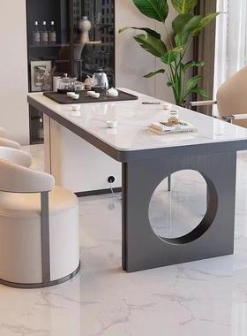 台岩板轻奢岩桌椅组台HKT合现代简约水阳壶一体茶茶几泡茶家用轻