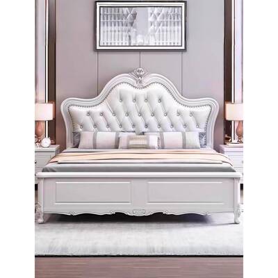 美白色实木床主卧.8米欧式软式1包公主床1双.5米人床现代简MAM约