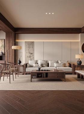 款现代视觉新式实木沙发酒客厅MFM2025新公司接待区店客房民宿别