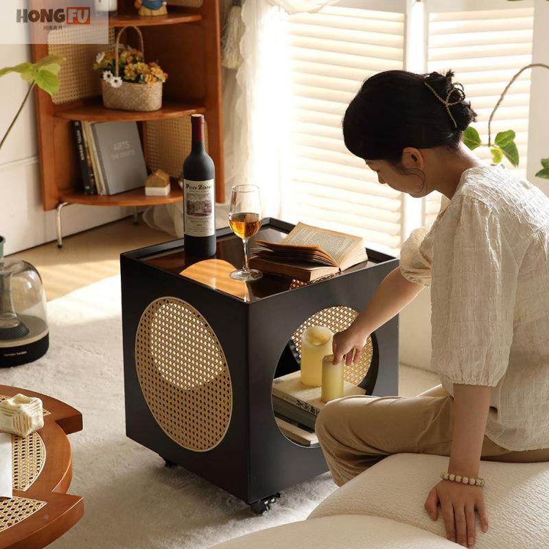 复中古风客厅可知忆推车移动茶边几沙发推编车床角头柜置实木藤小,基础建材,脚轮/万向轮,淘宝优惠券,粉丝福利购,淘宝优惠卷