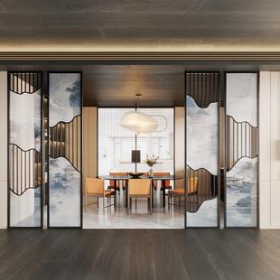 纺纱屏风八铁轻奢屏风断隔厅现代简约餐客风厅新中式入户玄关镂空