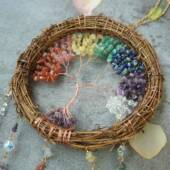 高档水晶碎石生命树捕梦网彩YGBS2412色藤玛瑙片条风客房间装 饰铃