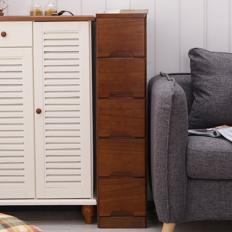25/30/35实木加深加抽屉式收纳窄柜多层储物夹角缝隙小柜子五斗