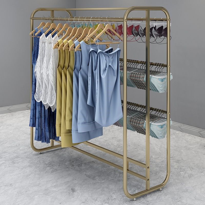 内衣店中岛架双杆面文胸内裤睡衣货架多层双排泳衣泳裤展示架金色