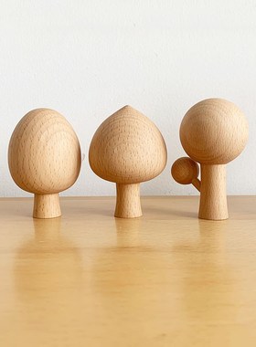 小树实木摆件榉木日系可爱手工装饰品精致现代简约柜子搁板装饰物