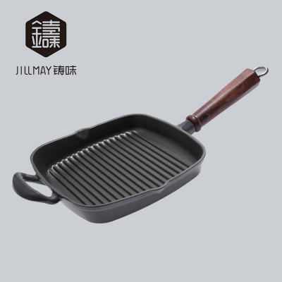 铸味牛排锅煎锅24cm不易粘锅家用多功能平底锅煎锅烙饼锅铸铁煎盘