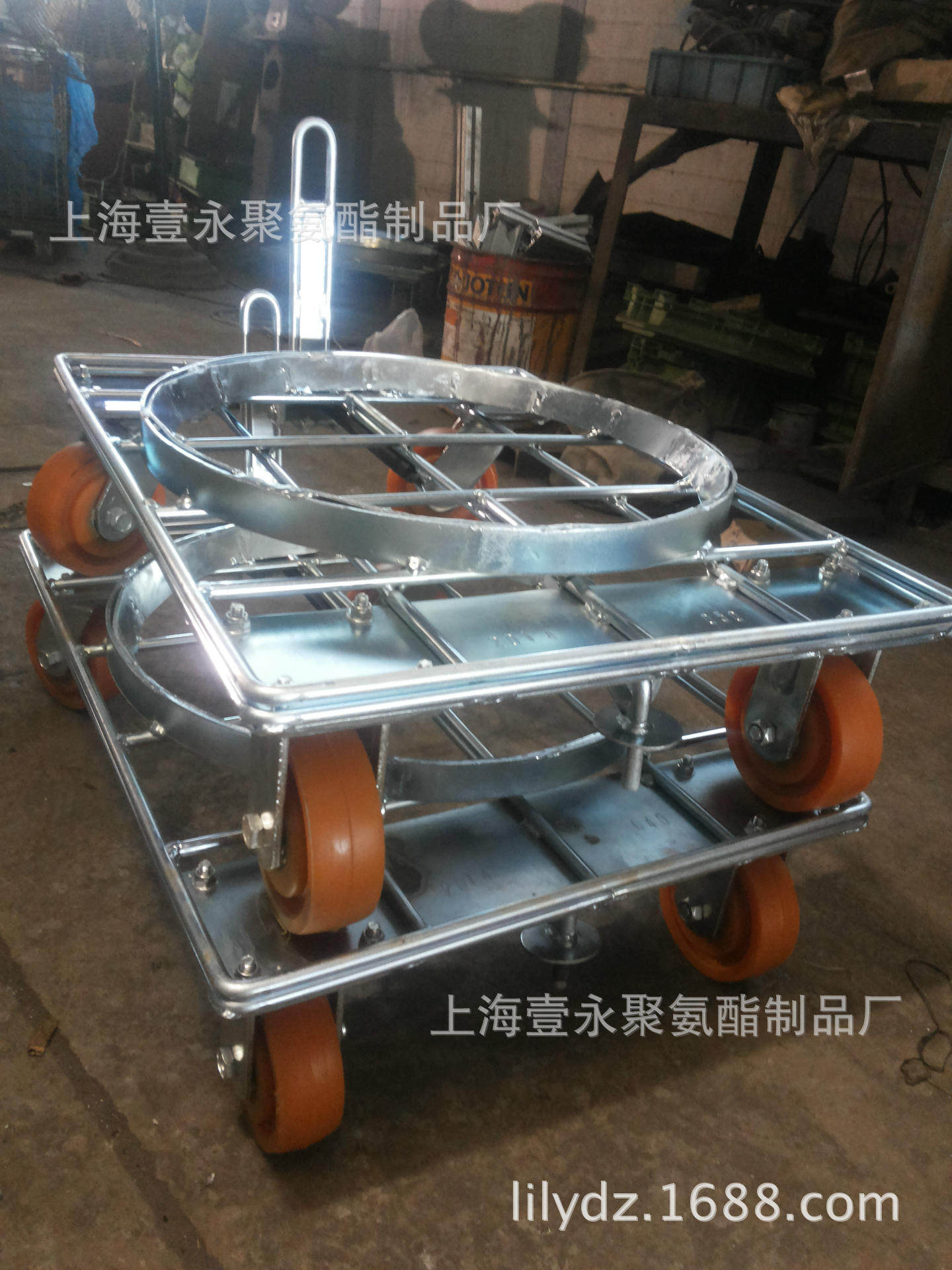 5寸重型耐磨聚氨酯抗菌定向万向脚轮平板小推车轱辘