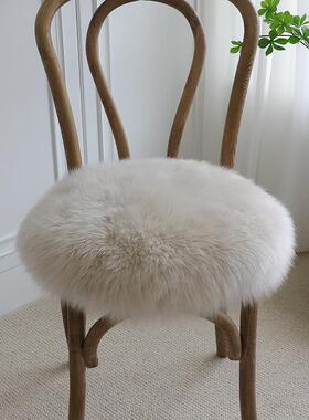 6椅1K3纯羊毛皮圆形坐垫地毯垫F76J5959羊沙毛垫羊毛发蒲团坐垫椅