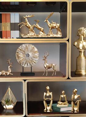 美式家居饰品柜鹿摆件客代厅玄关电F759HSSM视酒柜装饰现软装轻奢