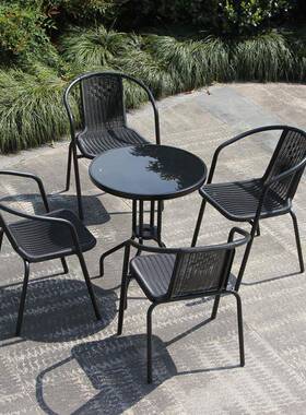 室外折可叠桌椅仿藤编户外露简约台小FNF茶几防水天防晒桌椅伞套