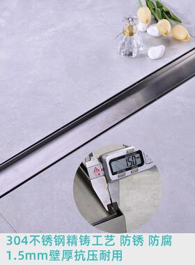 批304锈钢用侧排防臭地漏卫生间拉丝长条加厚两77684隐形地漏工不