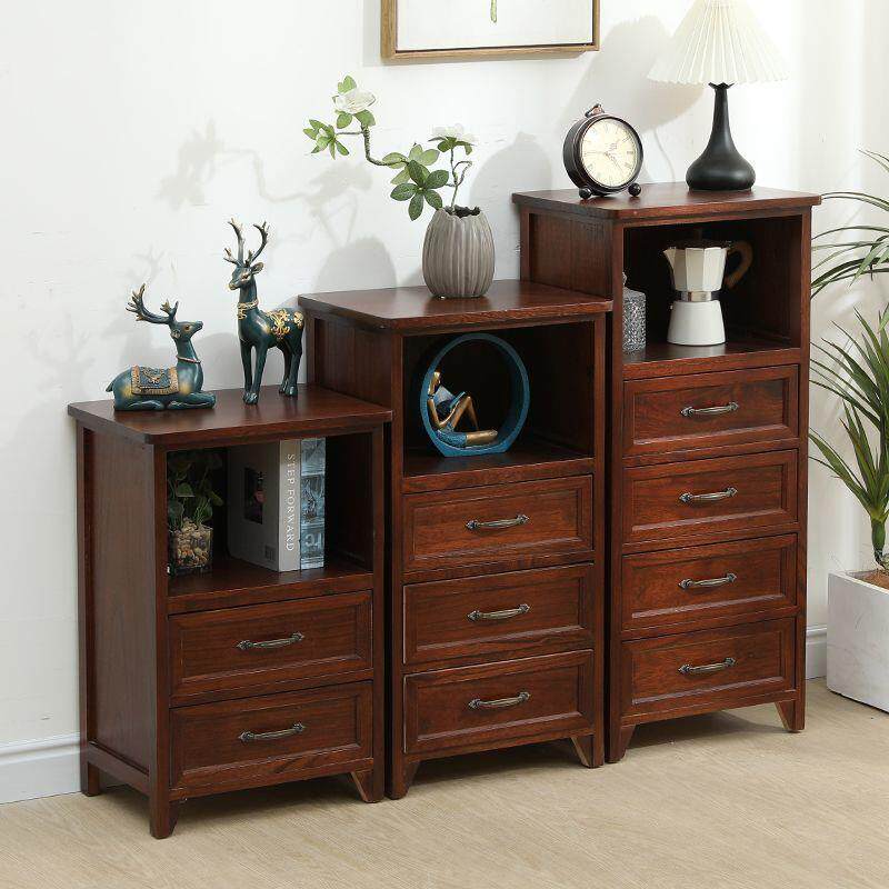 实木新款式简约复古卧室斗柜收柜纳LGC柜储床头客厅物柜整装美多