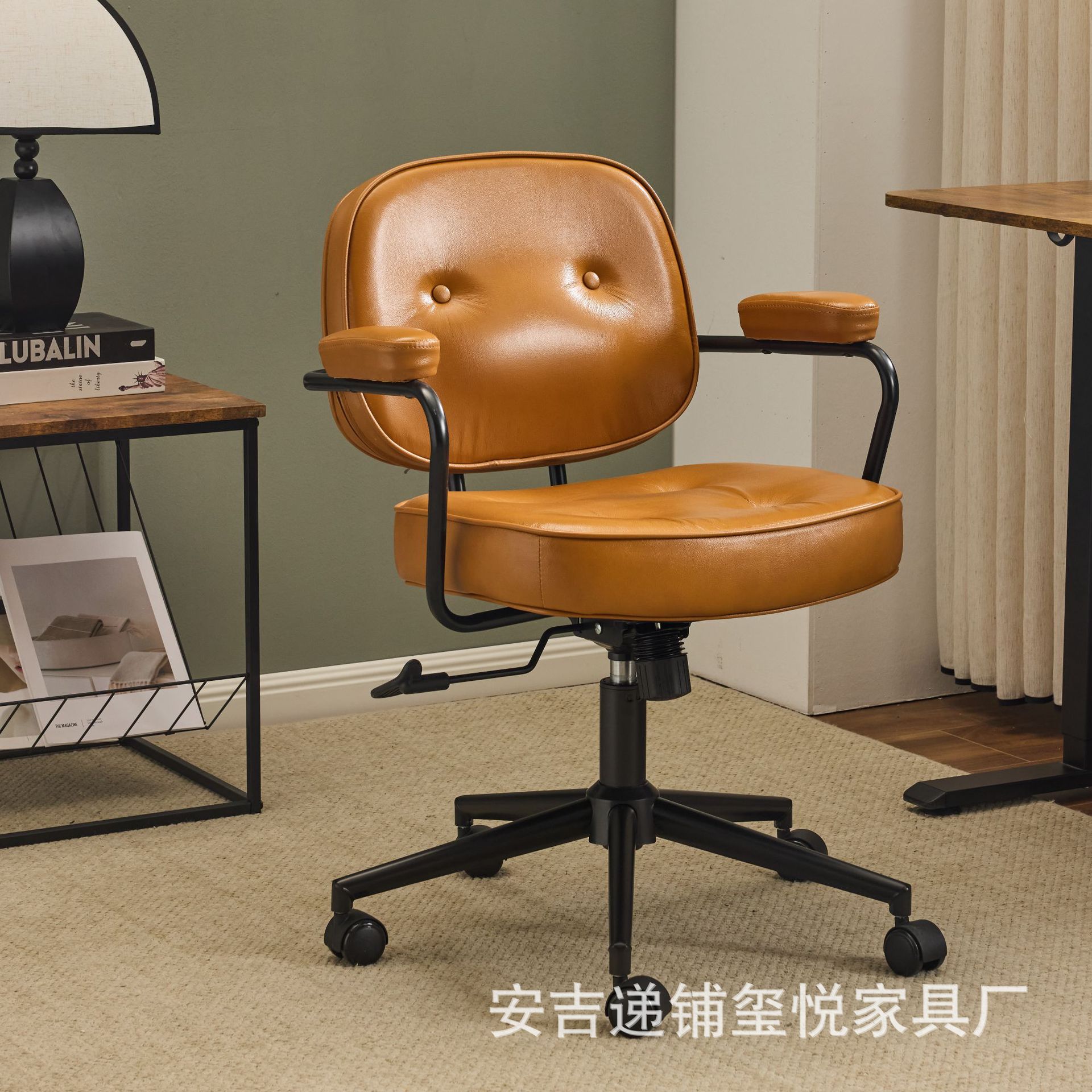 伊斯尔家用电脑椅久坐舒服书房书桌椅卧室座椅真皮办公椅旋转椅子