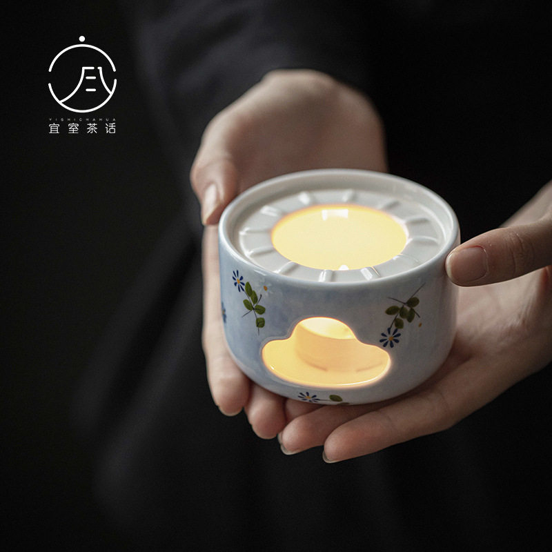 宜室茶话手绘雏菊陶瓷温茶炉