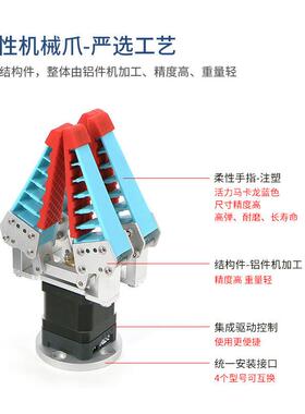 柔性机械爪仿柔生性机械手指手爪CAI软体气应适电动柔性夹爪动夹