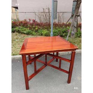 正四方桌方形原木拜老拆卸农村色实木祀八仙桌式仿胡桃餐桌折叠祭