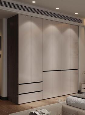 右衣柜家用卧室分平开段轻奢简约灰色实2木大衣橱5新KAM款柜子左