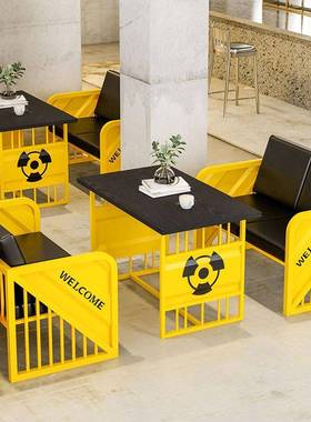 工业风卡闲座发复0918古风餐清吧休沙发桌椅组合酒沙吧做旧厅铁艺