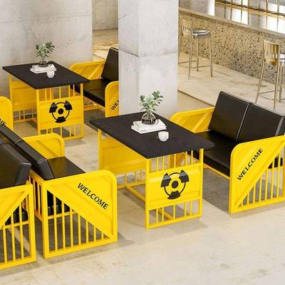 工业风卡闲座发复0918古风餐清吧休沙发桌椅组合酒沙吧做旧厅铁艺