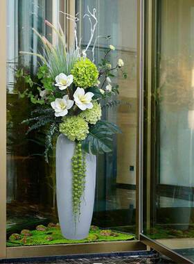 酒店旋花艺装26025饰摆件场售楼转处落地门装饰落地假花商摆件