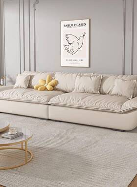 轻帆船布艺沙意发超宽坐深客厅奶油小58797户型式奢极简直排猫抓