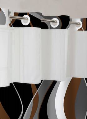 几何线系断列浴浴帘双层条大环数码印花防水浴帘FWQ酒店室隔防水