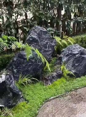 浙景江山产地黑山石石日式枯山水景观石驳岸假78010鱼池园林造原