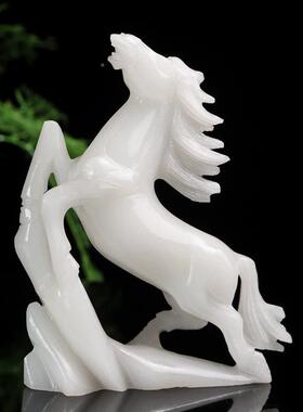 天然玉汉14953白十二生肖马摆件装饰动家居客厅物玄品关招财风水