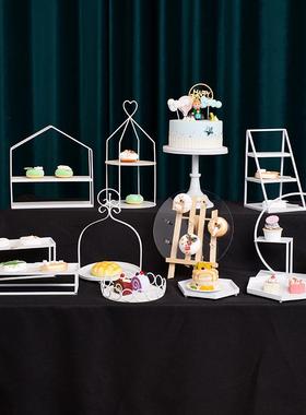 欧式白色婚礼甜品台摆件糕展AOP示架蛋托盘心套装冷餐茶歇下午茶