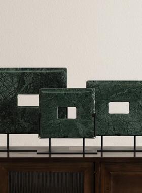 KLI左意式轻奢大石理摆件高端办公顾室客厅酒柜装电饰品视柜壁龛