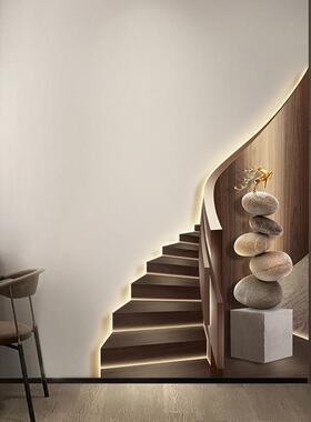 现代轻奢入楼户玄关装饰画梯造围型壁画间延伸感空VUD挂画LED氛灯