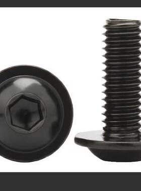 黑色304不锈钢内六角带垫螺头钉镀黑半圆锌内六126角带介机丝M3-M