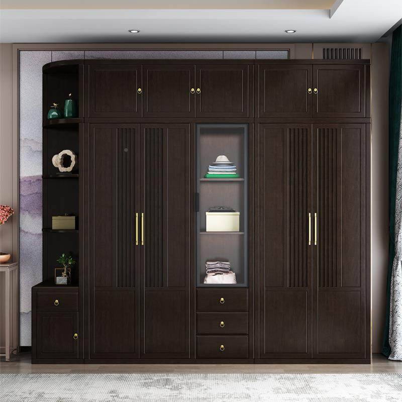 754新中式木衣用柜家卧室现简约代大衣橱橡胶木四五门平开门收纳,住宅家具,独立衣柜,淘宝优惠券,粉丝福利购,淘宝优惠卷
