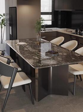 新款高端客奢石岩板长方形餐桌椅51921约组意式简厅合家用小户型