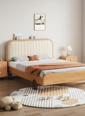 实木榉木儿1童床25627..2米木蜡油男孩女孩单人软包全床小户型15