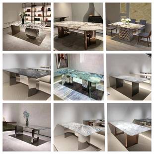 不锈钢餐桌FRS腿支岩板长桌脚底座轻大石奢架石奢餐台脚餐厅饭理