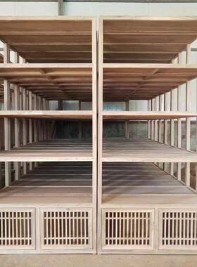 老榆木11734白博古架白坯实木多茬宝阁新胚格子架隔断置物架书示