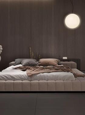 axer床豆腐块床意式极简t实木主卧别62325墅b大床磨布双人床砂布