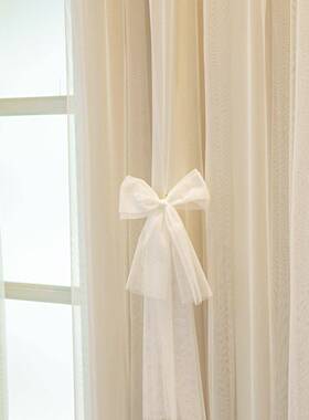 油色法式轻奢简约布纱一窗体奶双层58640公主风遮光窗帘品卧室飘