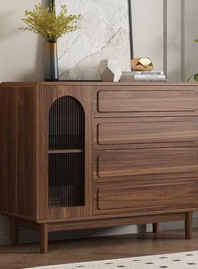 实木代柜客厅家用现简约置柜卧50651室收纳柜餐边柜带物抽靠斗墙