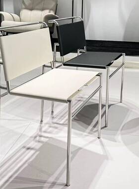 意式极简中古不27225锈钢靠背设椅计师子轻奢用马鞍家皮克罗布伦