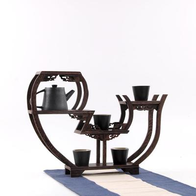 鸡翅木实式木小型博古架中多宝阁置紫砂壶茶架子物具BGJ架摆件展