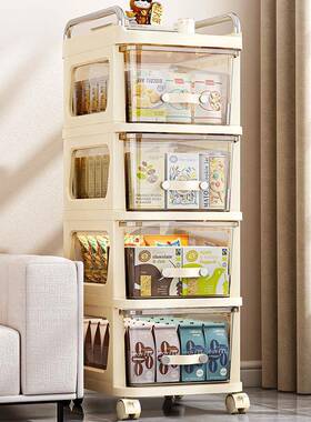 家用多功能可移动防置尘收纳DUQ柜客厅小推纳车油奶风物架抽屉式