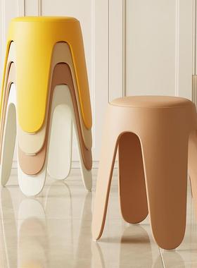 塑特料凳子加厚家用厚代现QTQ简约可叠放摞叠久椅坐舒服子高圆凳