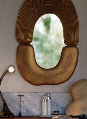 法式壁炉装饰镜客厅玄花关复古梳室妆镜F99HSJTS美式洗手雕台浴卫