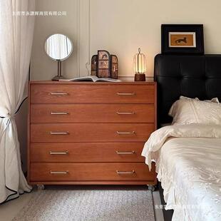 中古五斗柜移复古餐边沙发边柜实木ZSV动储物橡柜卧室柜床尾柜芯