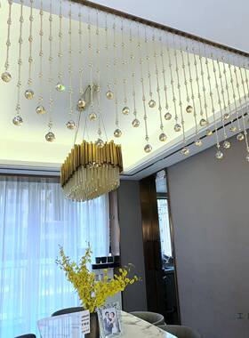 水晶珠帘客厅关隔断帘餐厅卧饰室门玄帘子卫生74757间装挂帘新款