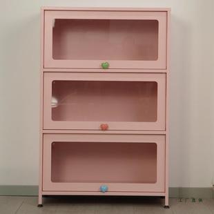 钢柜制彩璃色书柜带玻门痛家用客卧厅落地多层展示柜985室储物收