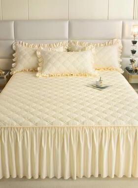 加厚磨毛床裙夹棉件床裙床FTB套罩单件加厚滑加棉防床套罩三新款2